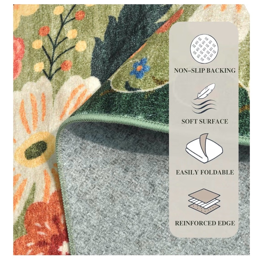 Floral Green Area Rug 8x10 - Picture 2 of 6